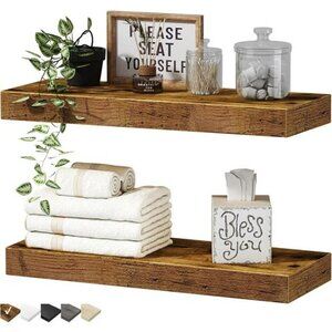 Bathroom Floating Shelves Wall Mounted Rustic Farmhouse Wood Over Toilet Shelf